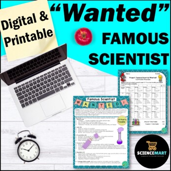 Preview of "Famous Scientist Wanted" Digital Project | Science Notebook | Middle School