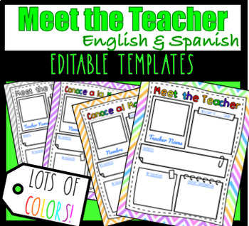 Preview of ! Fantastic Meet the Teacher ! Editable - English & Spanish!