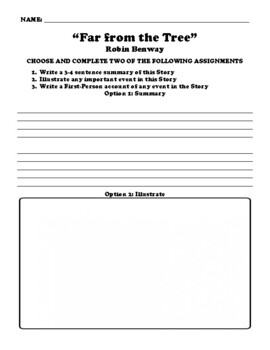 Far from the Tree Robin Benway CHOICE BOARD WORKSHEET