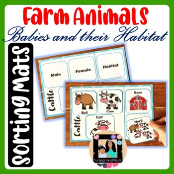 Preview of  Farm animals & their Babies Sorting Mats for Preschool & Kindergarten