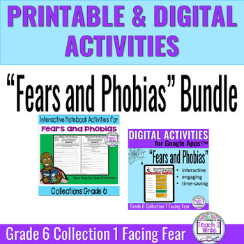 Preview of "Fears and Phobias" Bundle Printable and Digital Activities Collections Grade 6