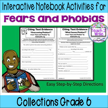 Preview of "Fears and Phobias" Printable Interactive Notebook Collection 1 Grade 6