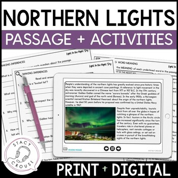 Preview of Northern Lights Passage + Language Activities Older Students Speech Therapy