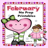 February Math and ELA No Prep Printable Worksheets - 1st 2