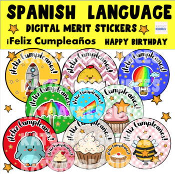 Preview of ¡Feliz cumpleaños! - Happy Birthday - Spanish - Digital Stickers