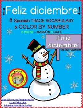¡Feliz diciembre! - Happy December! Spanish Colors (6 pages) by Hola Amigos