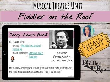Preview of "Fiddler On the Roof" Broadway Musical Unit , Worksheets, & Listening Activities