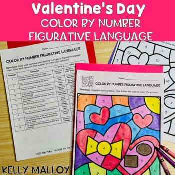 Preview of Valentine's Day ELA Figurative Language Activities Coloring Pages Color by Code