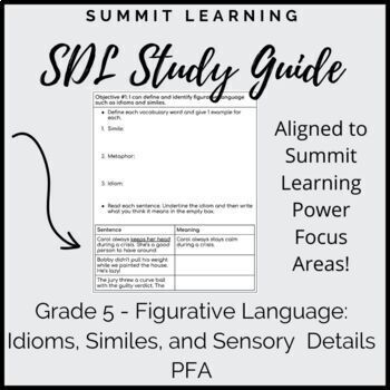 Preview of | Figurative Language- SDL Study Guide | Summit Learning | PFA Study Guide |