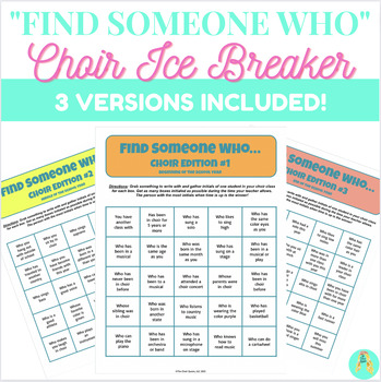 Preview of "Find Someone Who" Ice Breaker Game for Middle School Choir