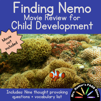 Preview of "Finding Nemo" Movie Review Worksheet - Child Development, End-of-Year, Break