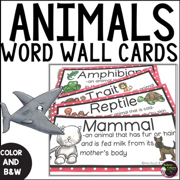 Preview of Animals Vocabulary Cards with Definitions