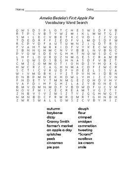 First Apple Pie Vocabulary Word Search by Teacher Chip s School Store
