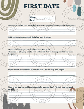 Preview of "First Date" Lesson Follow-up Worksheet