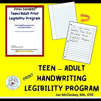 Preview of First Strokes Print Handwriting for Teen-Adult- Individual