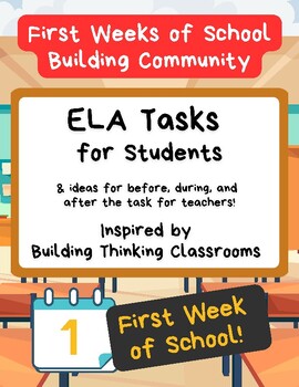 Preview of [First Week of School] Building Thinking Classrooms ELA Tasks