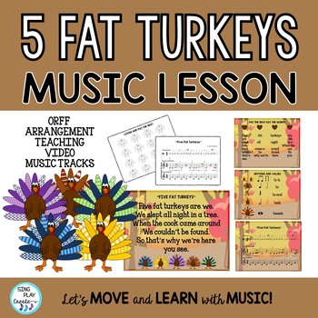 Preview of “Five Fat Turkeys” Music Lesson, Orff, Actions, K-3