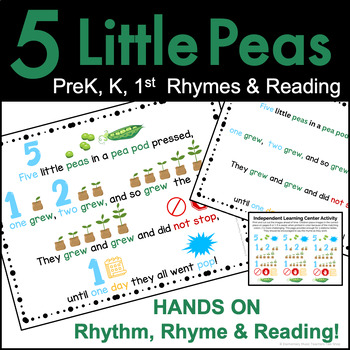 Preview of "Five Little Peas" Nursery Rhyme - Music Class Activities & Literacy Images