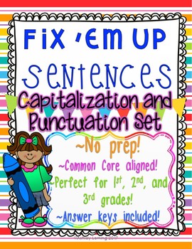 Preview of "Fix 'Em Up" Sentences to edit/correct! *CAPITALIZATION & PUNCTUATION SET 1*
