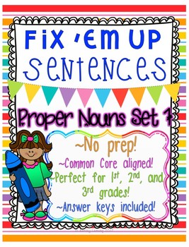 Preview of "Fix 'Em Up" Sentences to edit/correct! *PROPER NOUNS SET 1*