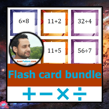 Preview of Flash Card Bundle to 12 Plus Minus Times Divide ÷ × - +