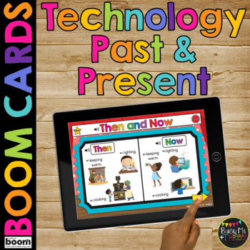 Preview of Technology Past and Present Boom Cards™ Kindergarten Then and Now with Sound