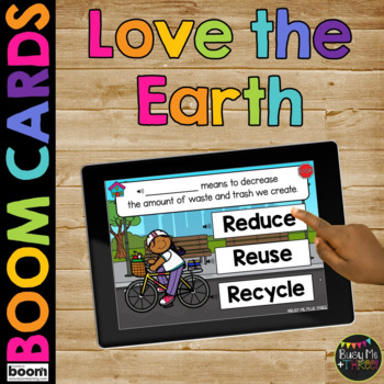 Preview of Earth Day Science Boom Cards™ for Kindergarten Reduce Reuse Recycle with Sound