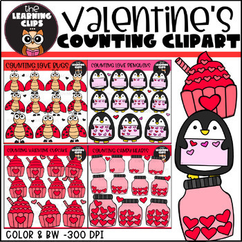 Preview of Valentine Counting Clipart Bundle