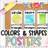 Colors and Shapes Posters | Watercolor Classroom Decor 2D 