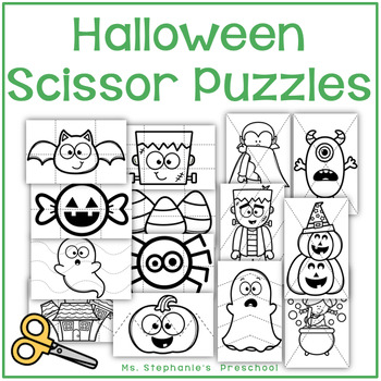 Preview of Halloween Puzzles to Color and Cut
