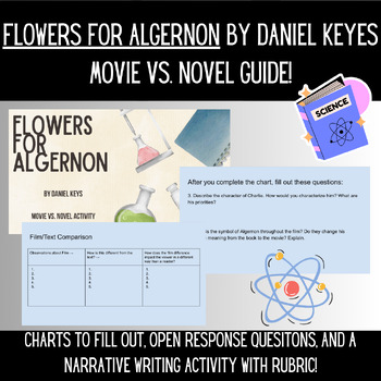 Preview of "Flowers for Algernon" by Daniel Keyes Movie vs. Novel Guide!