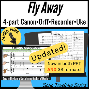 Preview of "Fly Away" Song Canon Orff Arr. & Opt. Uke & Recorder | SEL, Black History Month