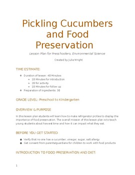 food preservation pickling activity by the garden curriculum tpt