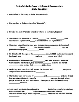 Holocaust Documentary Worksheets Teaching Resources Tpt