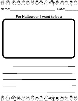 Preview of "For Halloween I Want to be a" Costume Worksheet