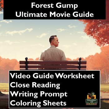 Preview of Forest Gump Movie Guide Activities: Worksheets, Reading, Coloring, & more!