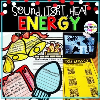 Preview of Forms of Energy: Sound, Light, Heat - Holiday Themed in English & Spanish!