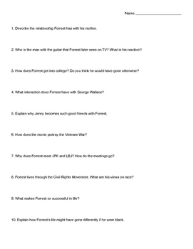 Forrest Gump Movie Questions Worksheets Teaching Resources Tpt
