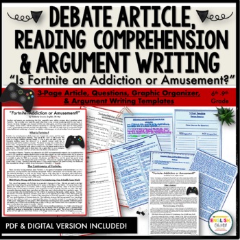 Preview of “Fortnite Addiction” Article & Comprehension Questions {PDF & DIGITAL}