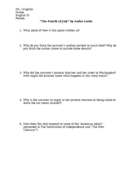 Fourth Of July Discussion Questions By English Forever Tpt