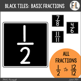  Fractions Clipart - Basic Fractions, Numerical Form - BLACK