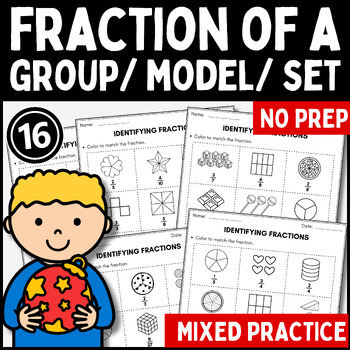 Preview of ❤️ Fractions worksheets Fraction of a Group shading fractions of a set 3rd grade
