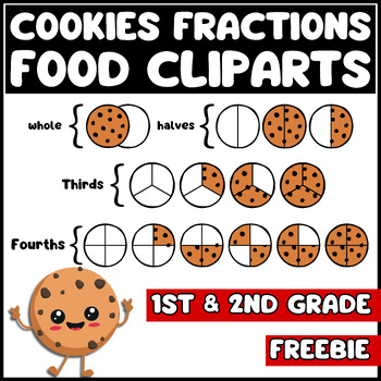 Preview of ❤️ Free 1st 2nd grade Fractions Clip Art - Cookie Fractions Clipart MATH CLIPART