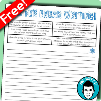 Preview of (Free!) Back From Winter Break Writing Prompts!