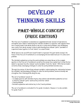 Preview of (Free) Based on Singapore Math - Develop Thinking Skills - Parts-Whole Concept