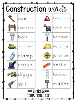 ~Free~ Construction Vocabulary by juf Annemarie | TpT