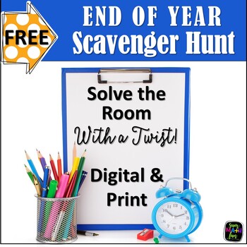 Preview of Free End of Year Activity No Prep - Math Scavenger Hunt - Scoot Game