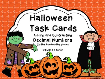 Preview of {Free} Halloween Task Cards - Adding and Subtracting Decimal Numbers