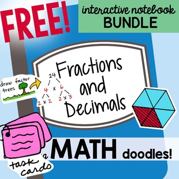 Preview of FREE Grades 3-6 Math Notebook Bundle 9 - Fractions & Decimals