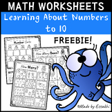 {Free} Math worksheets | Learning About Numbers to 10 (B&W)